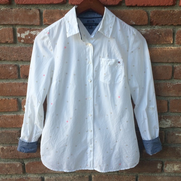 Tommy Hilfiger White & Chambray Blue Nautical Top  - Size Small - Picture 7 of 8